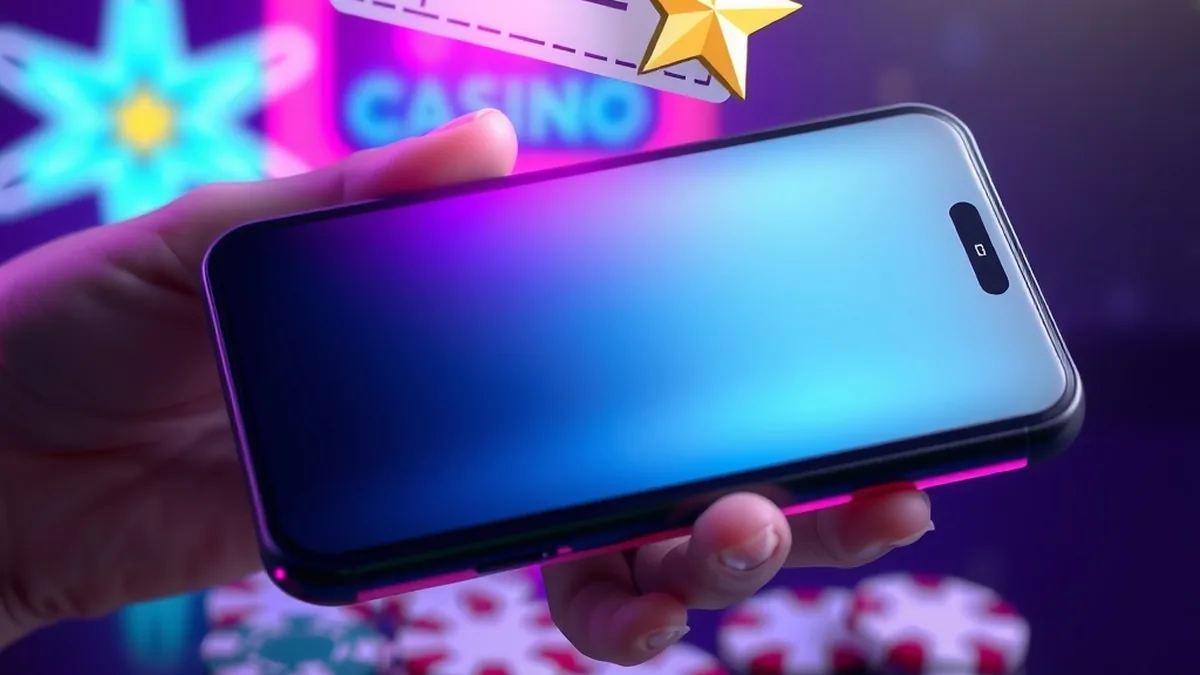 Smartphone cashier screen with holographic coupon for entering a promo code